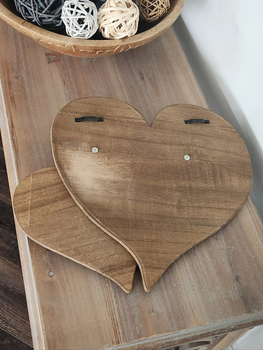 Rustic Double Wood Heart Photo Holder ✨ I Love Us ✨ Farmhouse Decor Anniversary